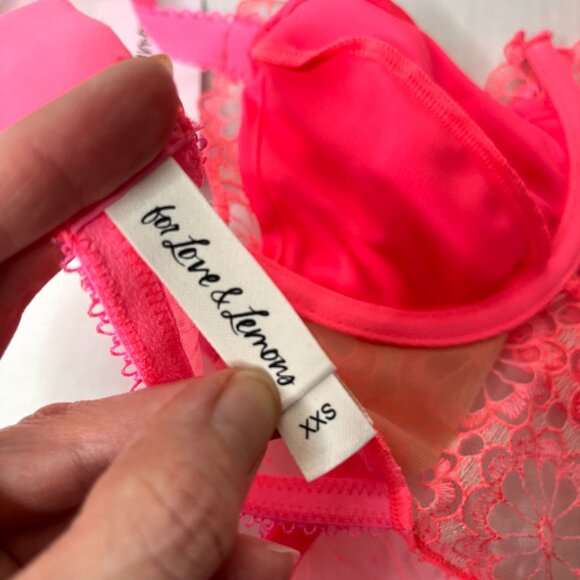 For Love & Lemons Daisy Lace Longline Bra Size XXS Hot Pink Bustier Corset Top - Picture 14 of 15